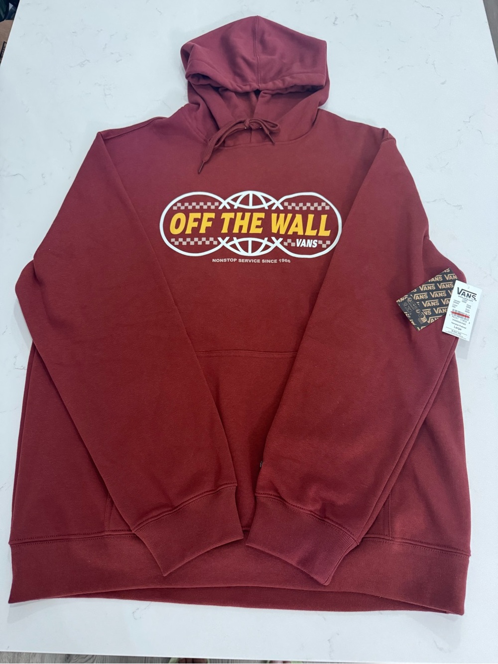 Vans Men's Brick Red 'Off The Wall' Graphic Hoodie